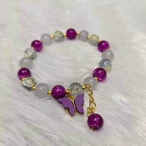 Beaded bracelet with butterfly charm