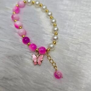 Beaded bracelet with butterfly charm