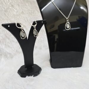 Silver jewellery rain drop - set of earring and pendant