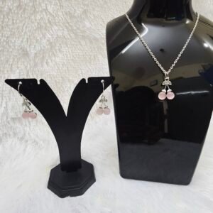 Silver jewellery cherry - set of earrings and pendant