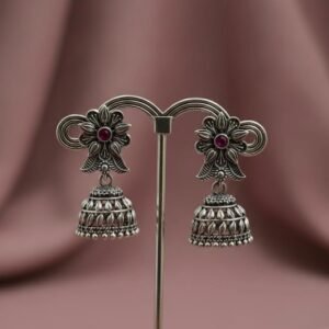 Silver Oxidised jhumka