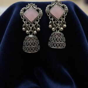 Silver oxidised jhumka