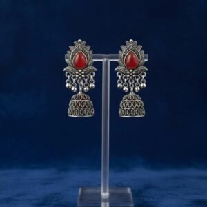 Silver oxidised jhumka