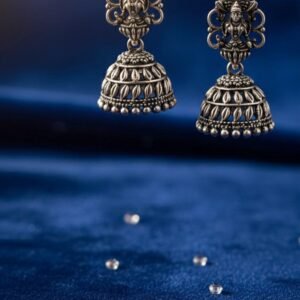 Silver oxidised jhumka