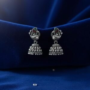 Silver oxidised jhumka