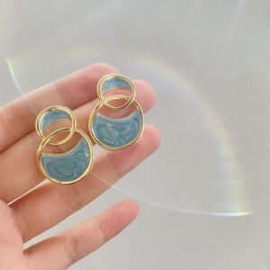 Blue enamel drop earrings