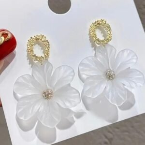 White floral stud earrings