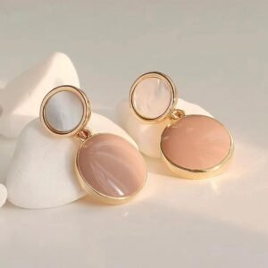 Drop earrings with pink enamel