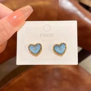 Heart shaped blue stud