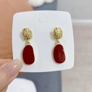 Wine red enamel earrings