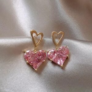 Pink heart -shaped gemstones Earrings