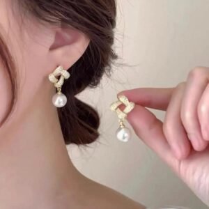 Large pearl dangle earrings