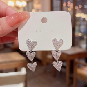 Silver heart drop earrings