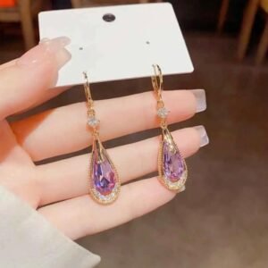 Purple crystal hoop earrings