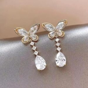 Butterfly crystal drop earrings