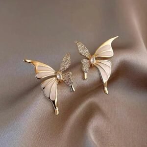Alloy butterfly stud with crystal
