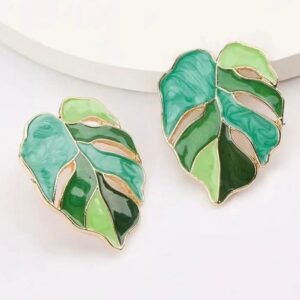Green resin leaf stud