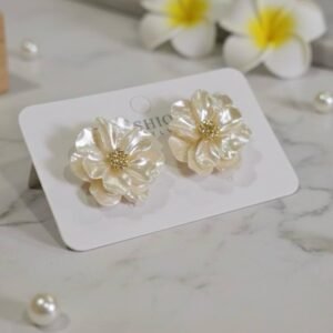 Gold plated clover floral earrings