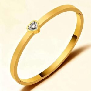 Anti tarnish heart cuff or bangle bracelet