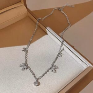 Stainless steel bow pendant necklace