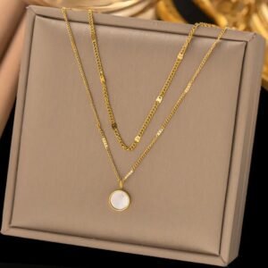 Anti tarnish double layer locket necklace