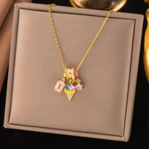 Anti tarnish icecream pendant necklace