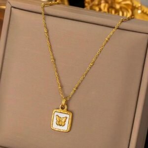 Anti tarnish butterfly pendant necklace
