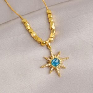 Gold plated blue star pendant necklace
