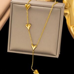 Anti tarnish Y shaped heart pendant necklace