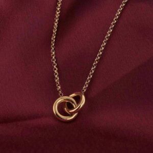 Gold plated interlocking double circle necklace