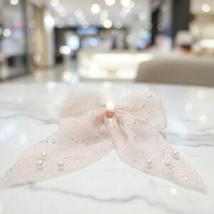 Baby pink pearl hairbow