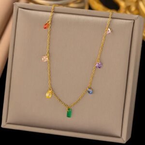 Anti tarnish multi colour bead pendant