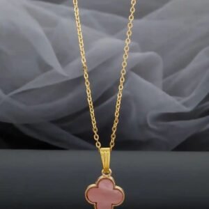 Pink Clover pendant necklace