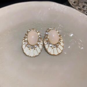 white enamel oval stud