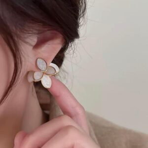 Enamel floral stud with pushback stud