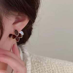 Enamel floral stud with push back closure