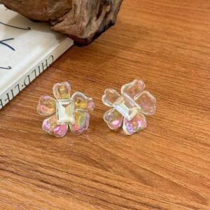 Holographic flower stud