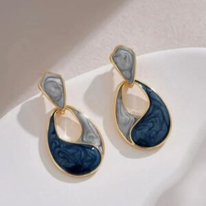 Grey and blue resin drop earrings
