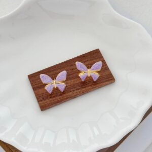 Lavender butterfly stud
