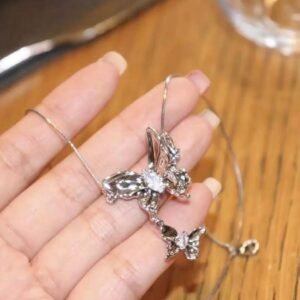 Silver butterfly pendant chain