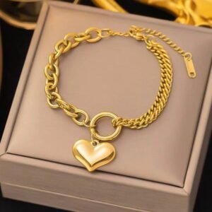 Anti tarnish heart bracelet