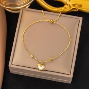 Gold plated adjustable heart bracelet