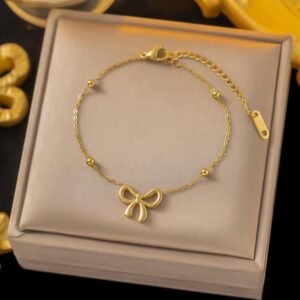 Anti tarnish bow bracelet