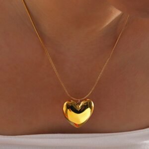 Gold plated heart pendant chain