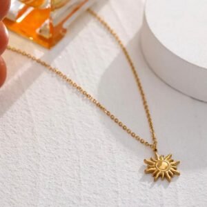 Gold plated sun pendant chain