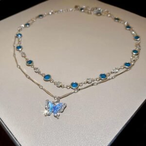 Blue crystal double chain