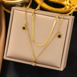 Anti tarnish double layer star pendant chain